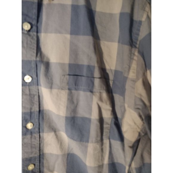 Large Men's J.Crew Tailored Fit Grey & Blue Plaid Long Sleeve Button Up Shirt - Picture 2 of 8